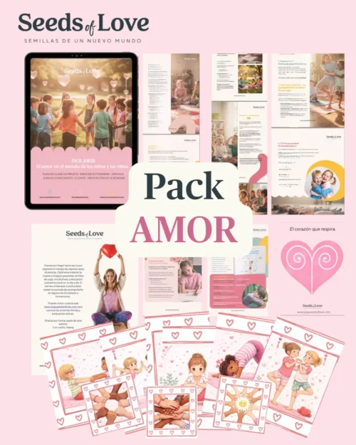 PACK DIGITAL AMOR: Plan de clase/taller sobre el amor (3 - 14 años) + juegos, tarjetas de yoga, cuento, meditación y recursos imprimibles.